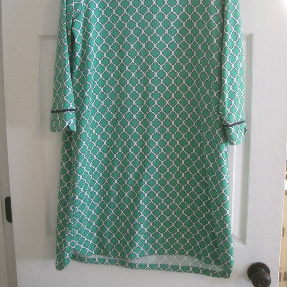 CROWN AND IVY GREEN, WHITE AND NAVY BLUE PRINT DRESS LARGE NWT $76.50 - Picture 2 of 8